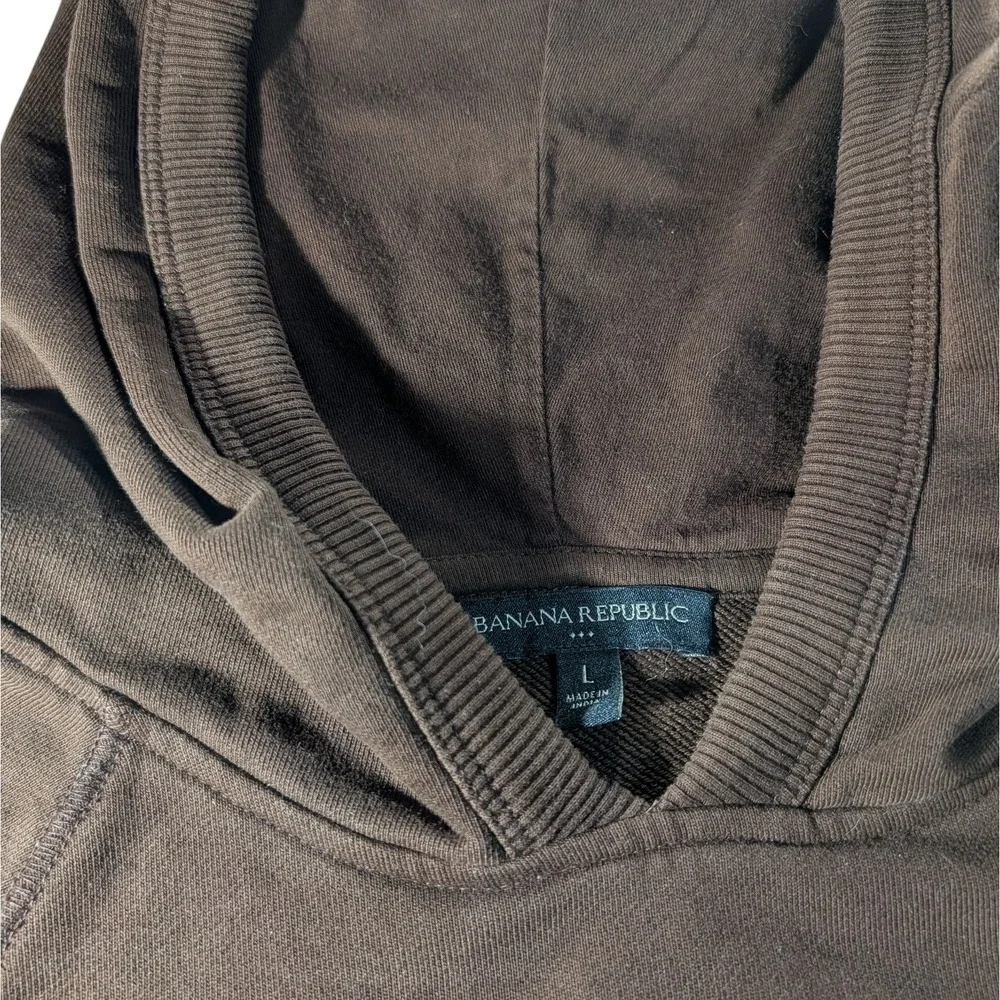 Banana Republic Hooded Sweatshirt Pockets Brown‎ Textured Logo Mens Large